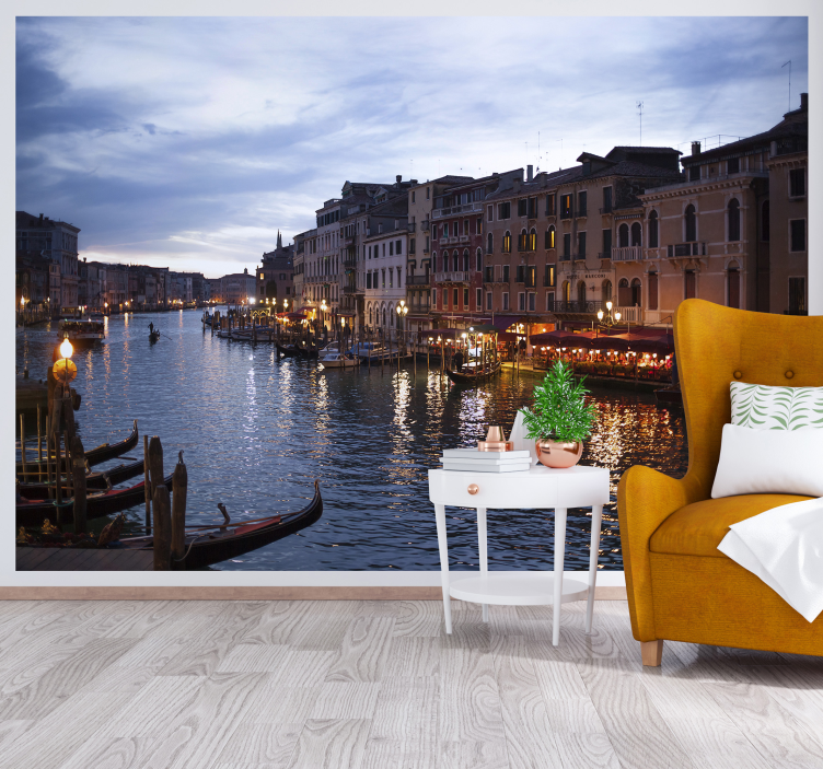 Venetian Canal Night wall mural city - TenStickers