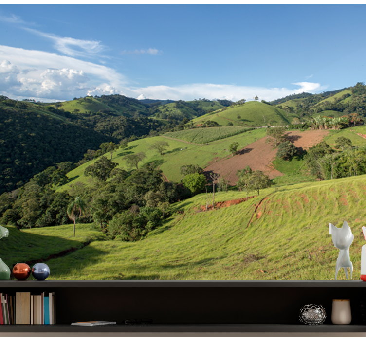 Verdant Rolling Hills landscape wall mural - TenStickers