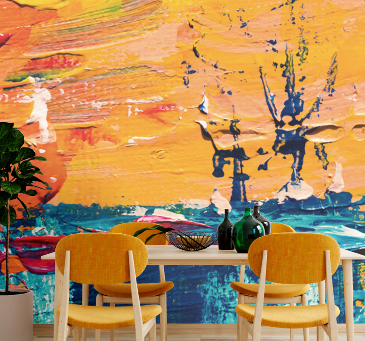 Vibrant abstract seascape wall mural painting - TenStickers