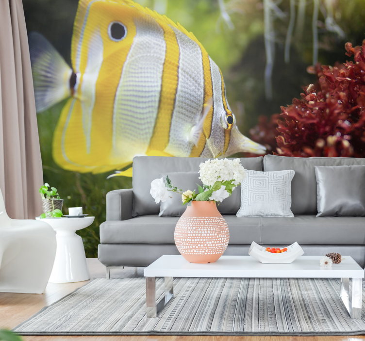 Vibrant Butterfly Fish wall mural animals - TenStickers
