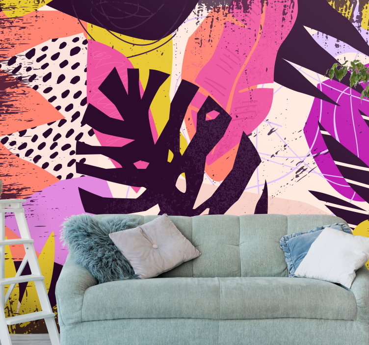 Vibrant colorful shapes abstract mural wallpaper - TenStickers