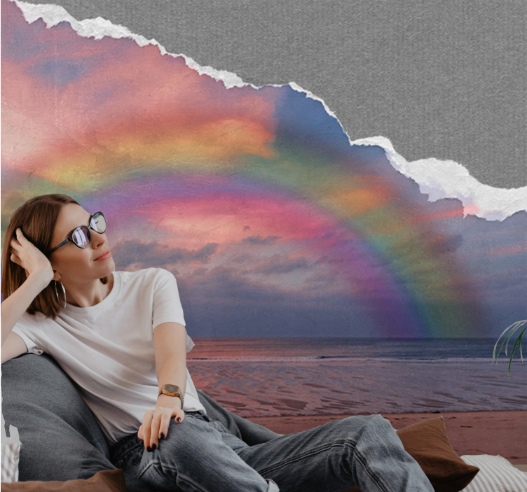 Vibrant rainbow arcing sky mural wallpaper - TenStickers