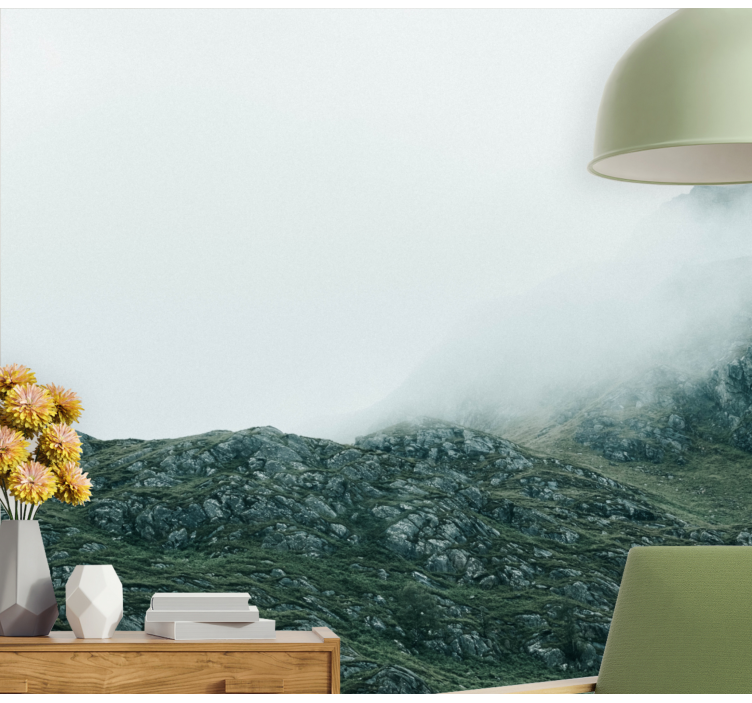 Views in dense fog mountain wall mural - TenStickers