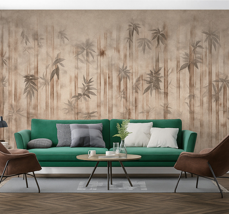 Vintage bamboo forest living room wall mural - TenStickers