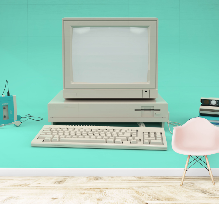 Vintage Computer Setup automotive wall murals - TenStickers