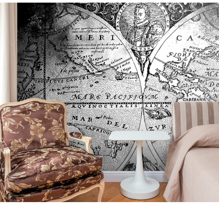 Vintage Nautical Map wall mural world map - TenStickers