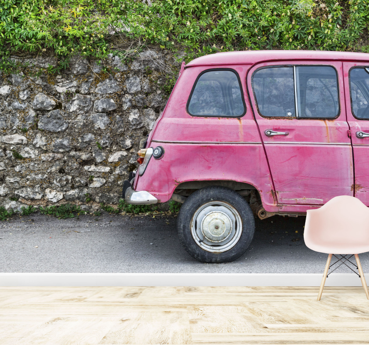 Vintage Pink Car automotive wall murals - TenStickers