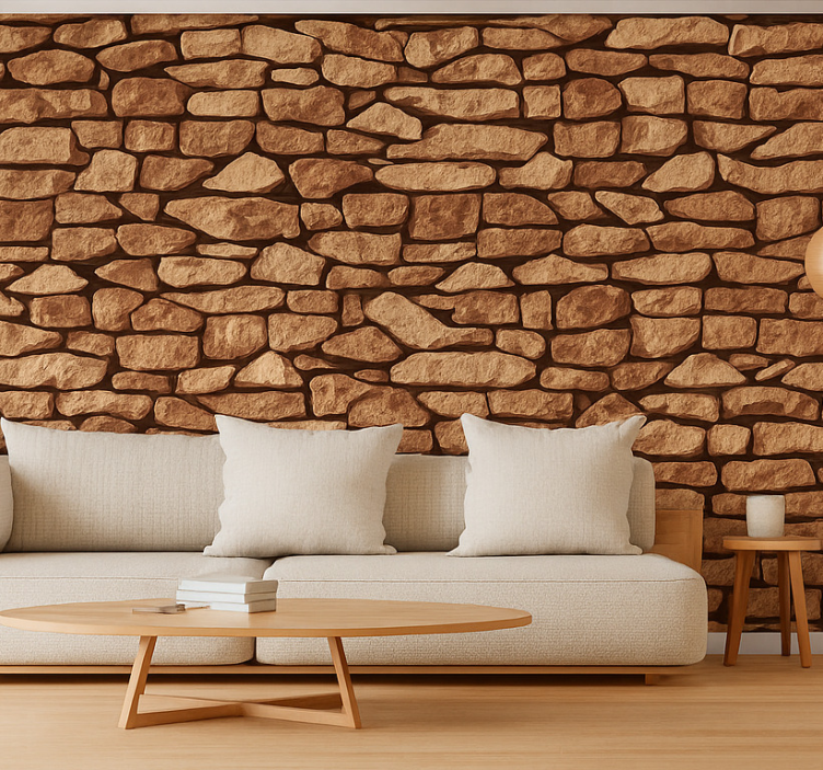 Vintage stone texture living room wall mural - TenStickers