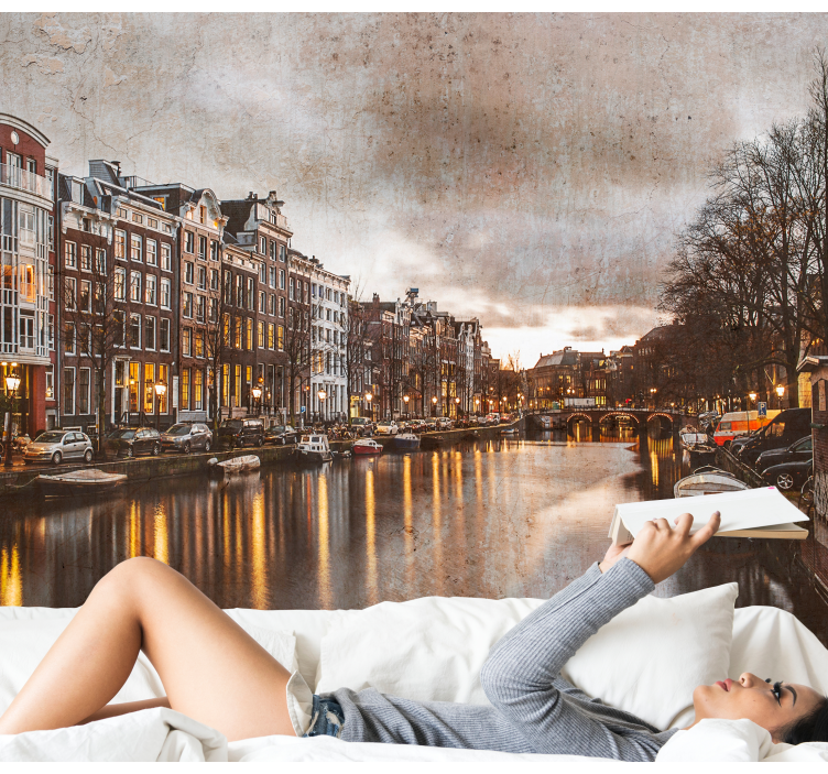 Wall mural amsterdam amsterdam canal view - TenStickers