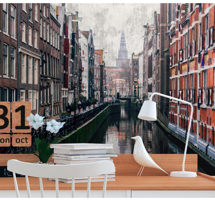 Wall mural amsterdam amsterdam waterway scene - TenStickers