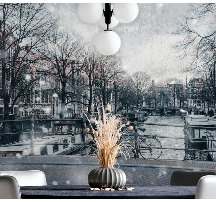 Wall mural amsterdam canal reflection scene - TenStickers
