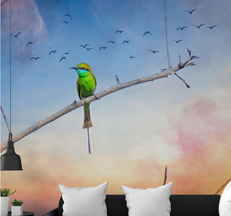 Wall mural animals bird on branch - TenStickers