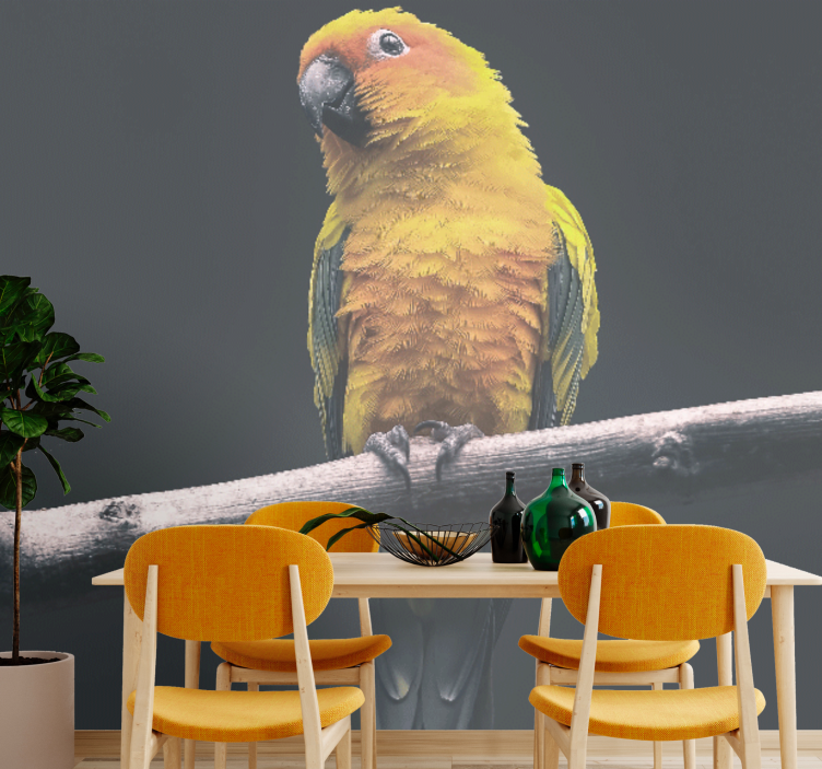 Wall mural animals bright yellow parrot - TenStickers