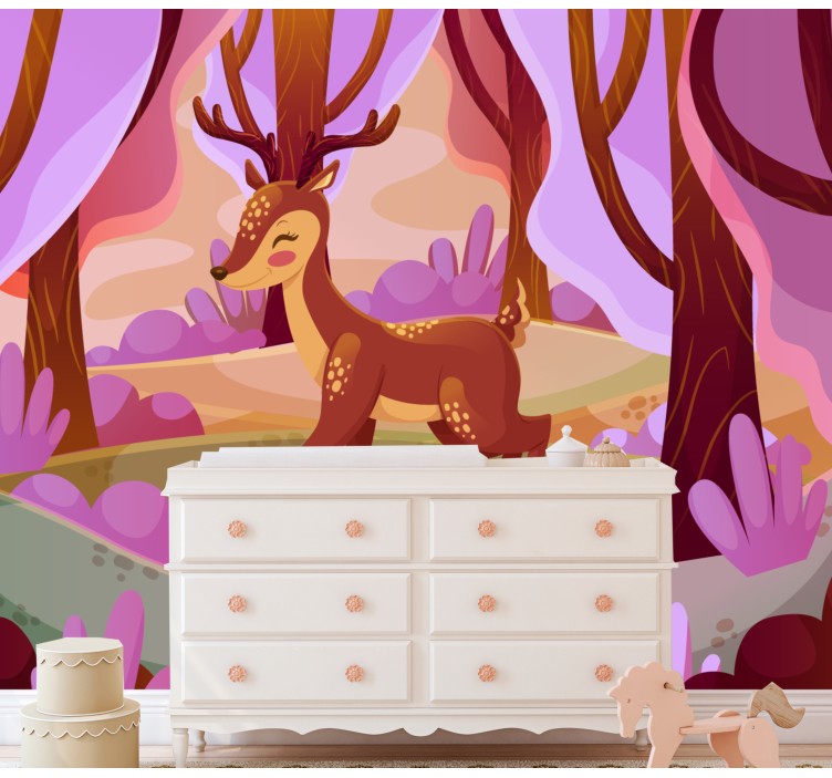 Wall mural animals charming forest deer - TenStickers