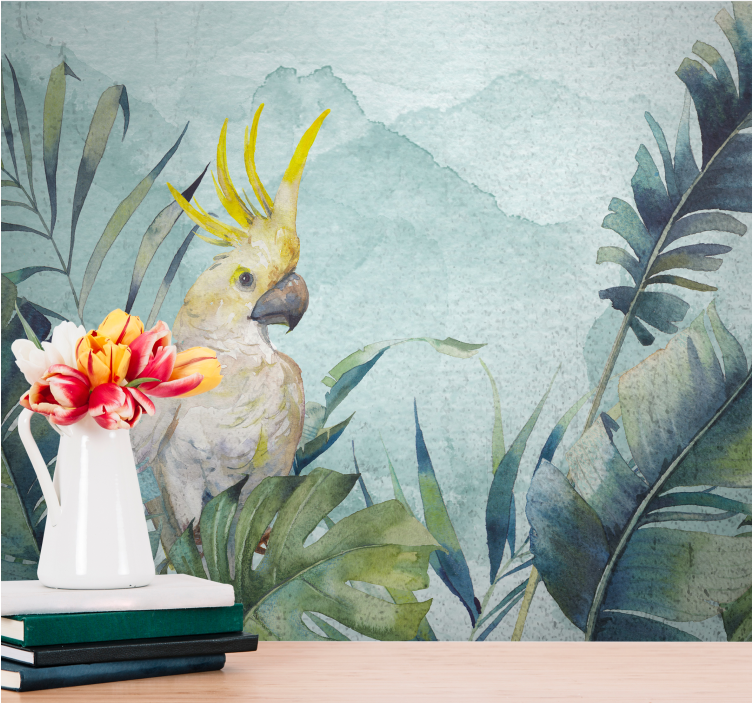 Wall mural animals cockatoo in foliage - TenStickers