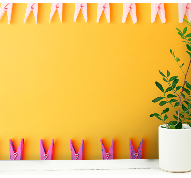 Wall mural animals colorful clothespin showcase - TenStickers