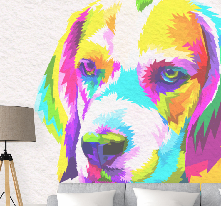 Wall mural animals colorful dog portrait - TenStickers