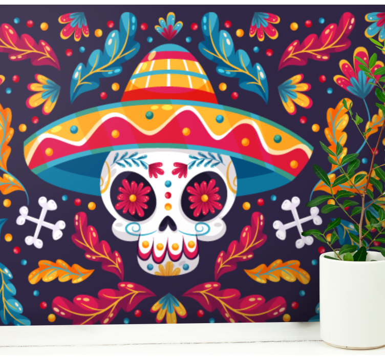 Wall mural animals colorful sugar skull - TenStickers