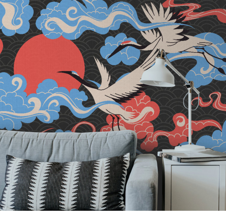 Wall mural animals cranes in flight - TenStickers