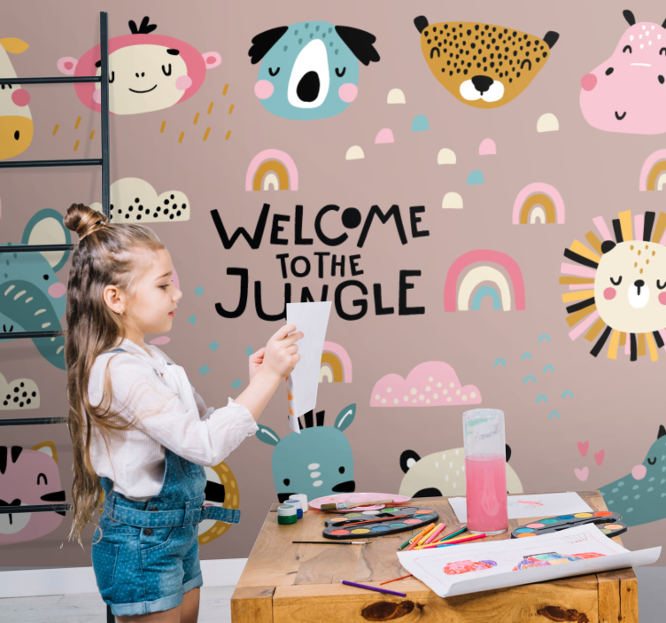 Wall mural animals cute jungle creatures - TenStickers