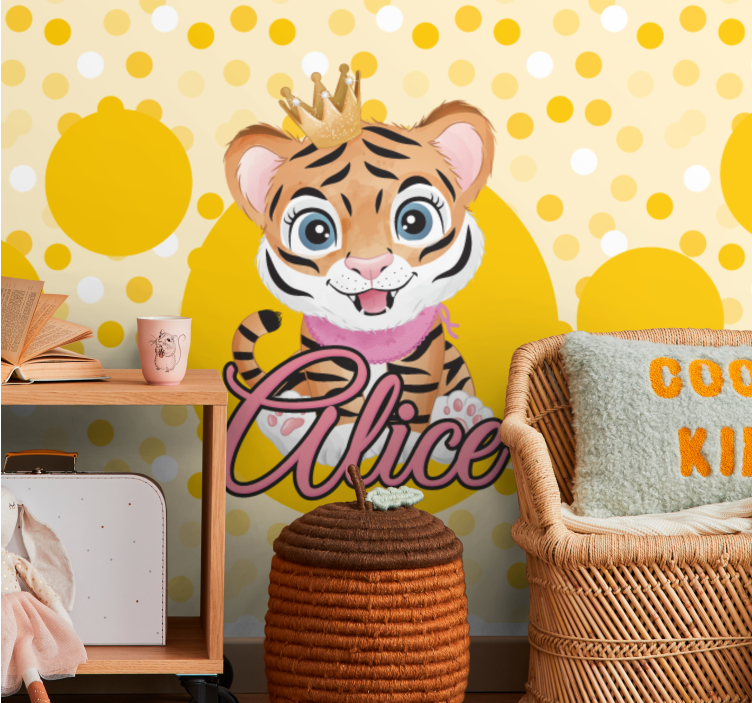 Wall mural animals cute tiger design - TenStickers