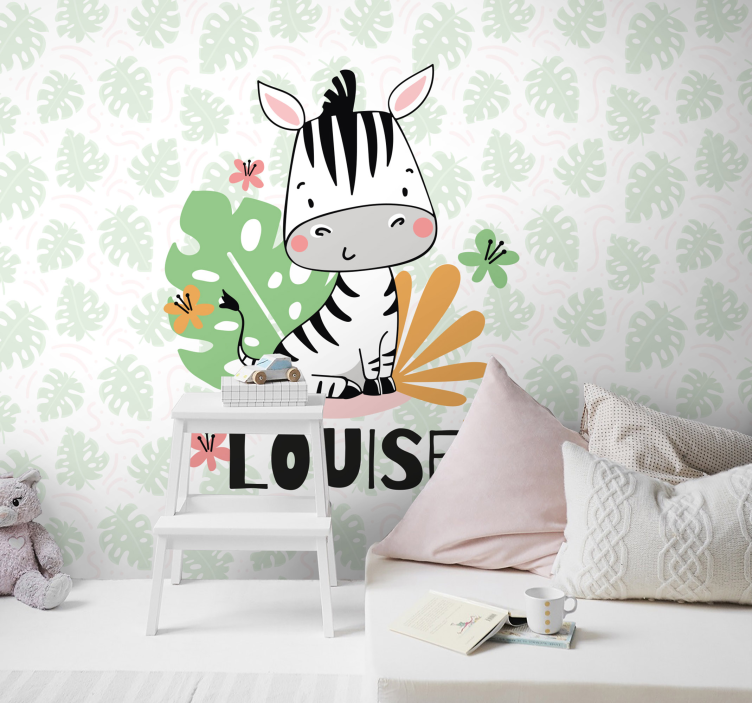 Wall mural animals cute zebra design - TenStickers