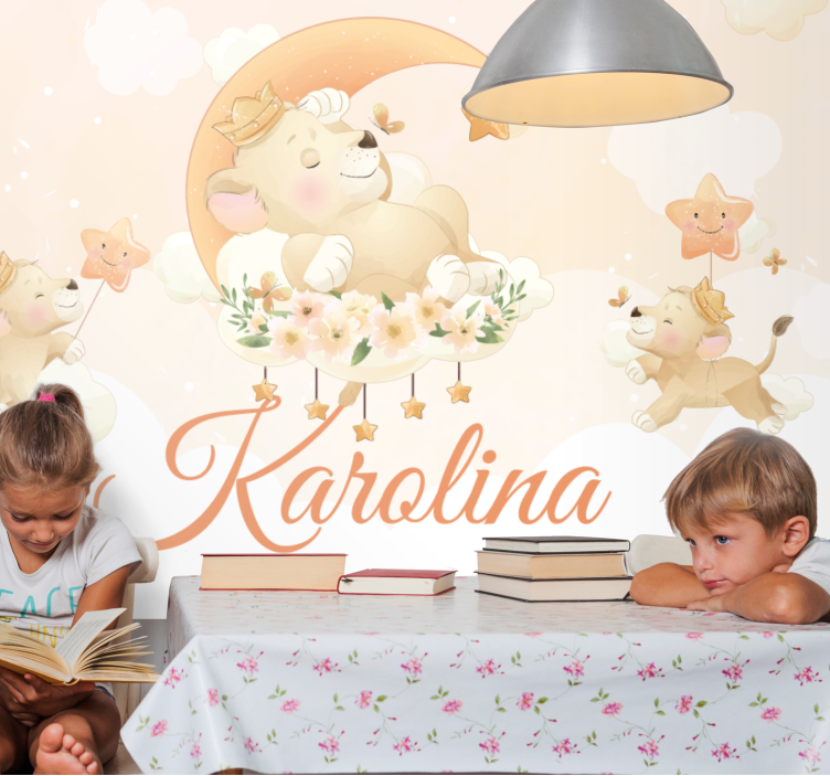 Wall mural animals dreamy lion scene - TenStickers