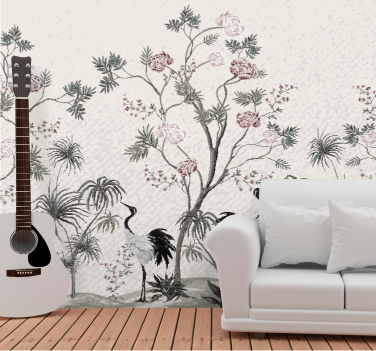Wall mural animals elegant crane scene - TenStickers
