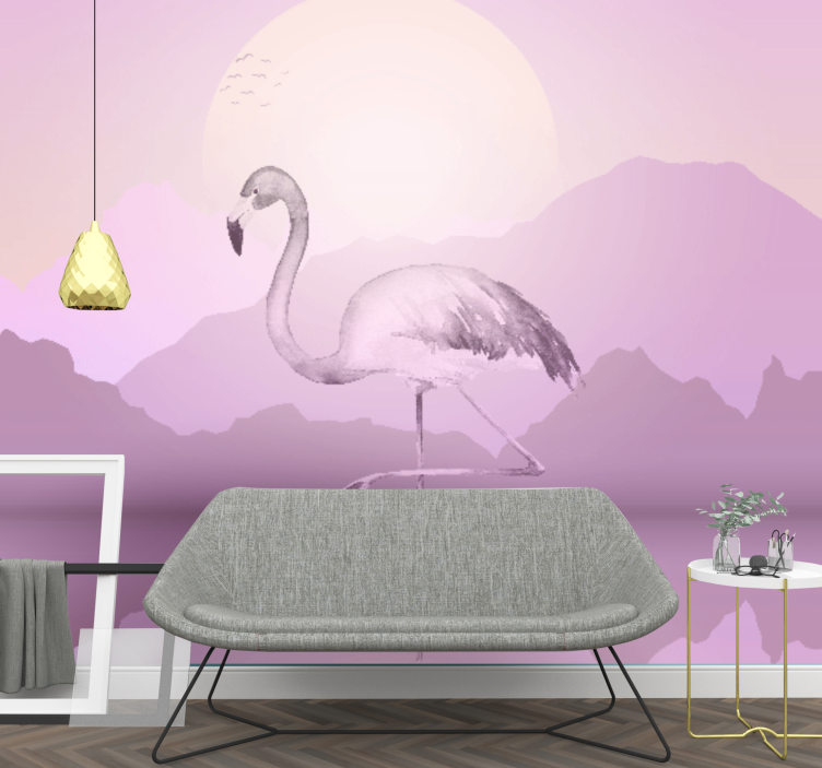 Wall mural animals elegant flamingo silhouette - TenStickers