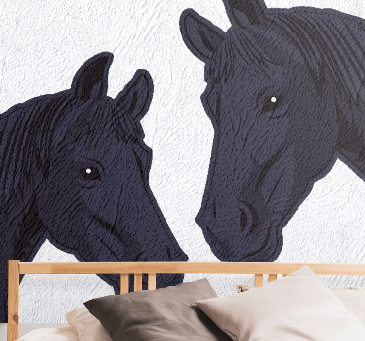 Wall mural animals elegant horse profiles - TenStickers