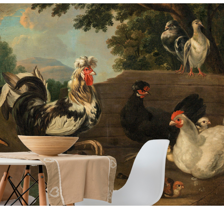 Wall mural animals farmyard birds scene - TenStickers