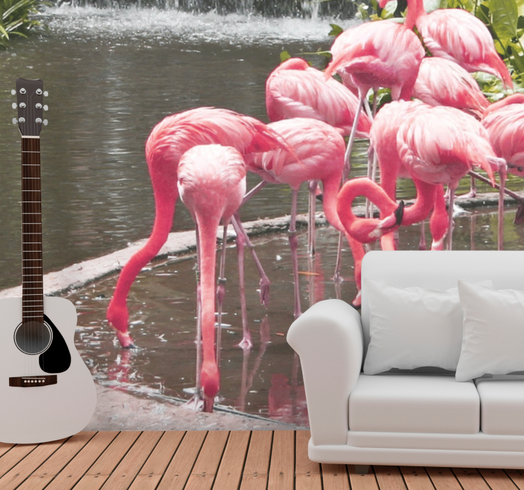 Wall mural animals flamingo assembly - TenStickers