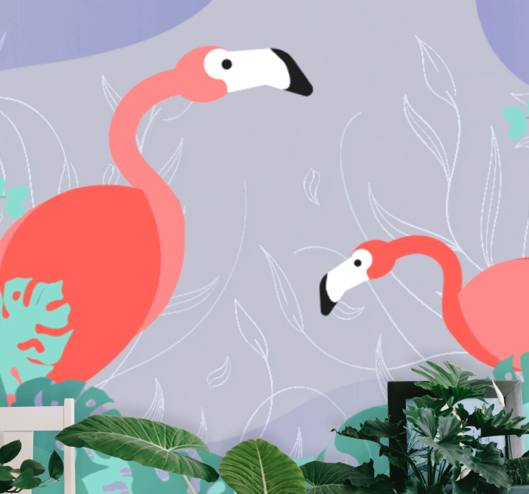 Wall mural animals flamingo family - TenStickers