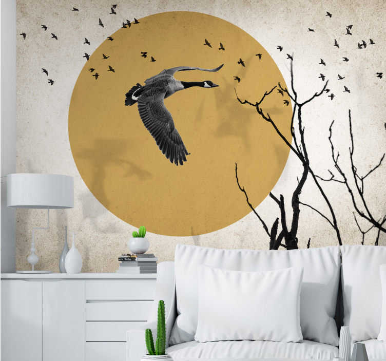 Wall mural animals flying goose silhouette - TenStickers