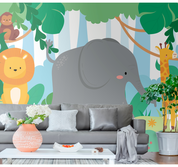 Wall mural animals friendly jungle creatures - TenStickers