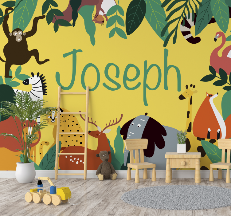 Wall mural animals fun jungle creatures - TenStickers