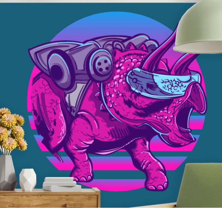 Wall mural animals futuristic triceratops design - TenStickers