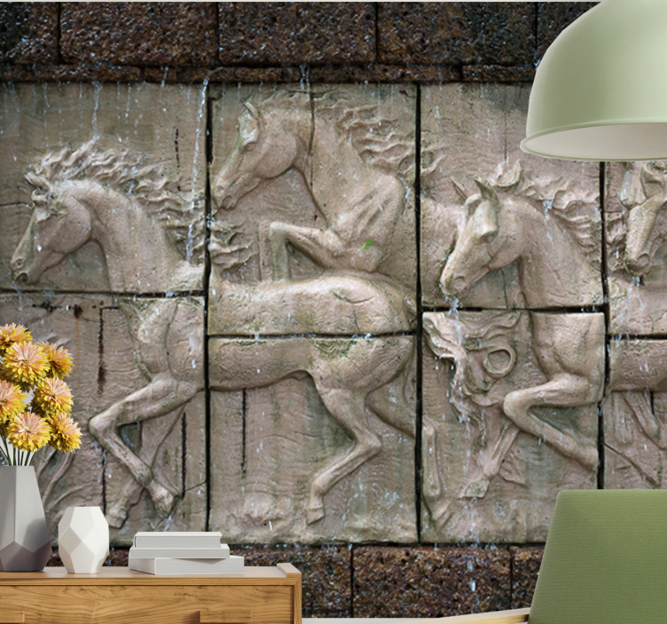 Wall mural animals galloping horses relief - TenStickers