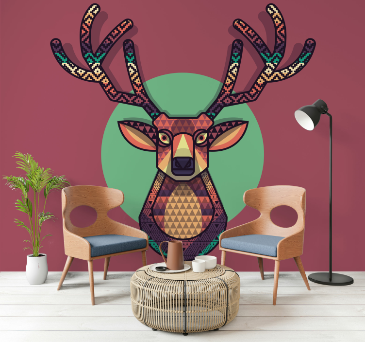 Wall mural animals geometric deer head - TenStickers