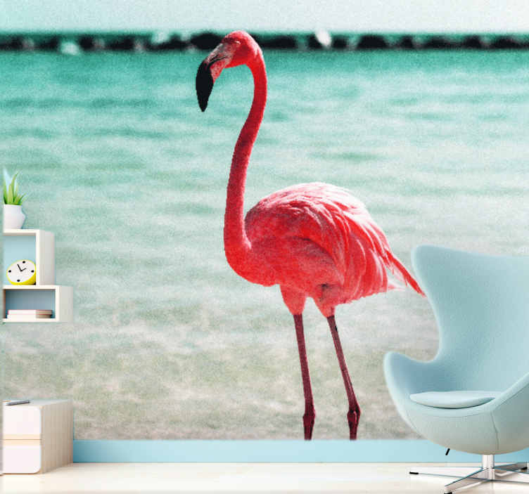 Wall mural animals graceful flamingo pose - TenStickers