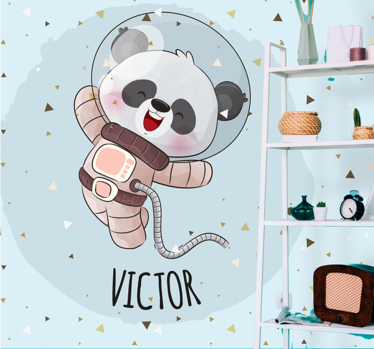 Wall mural animals happy astronaut panda - TenStickers