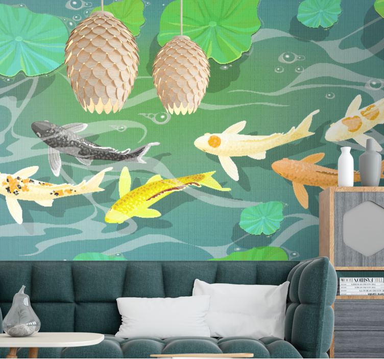 Wall mural animals koi fish pond decor - TenStickers
