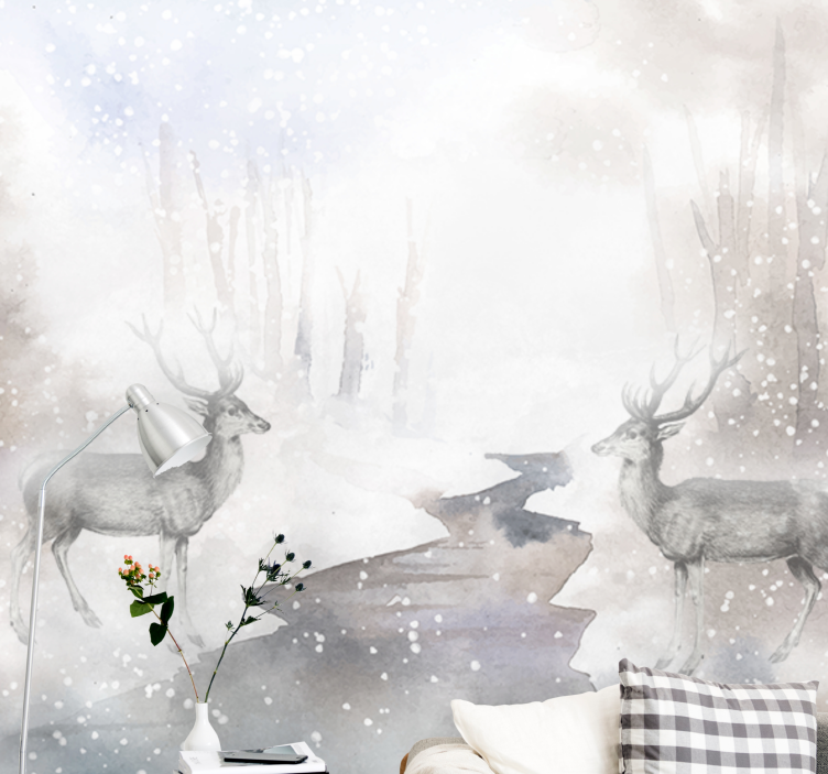 Wall mural animals majestic deer encounter - TenStickers