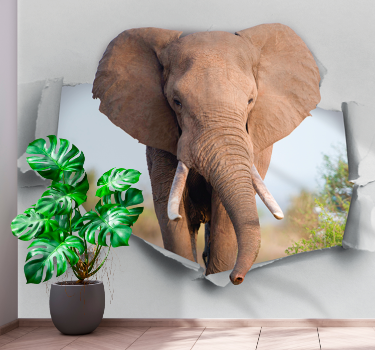 Wall mural animals majestic elephant portrait - TenStickers