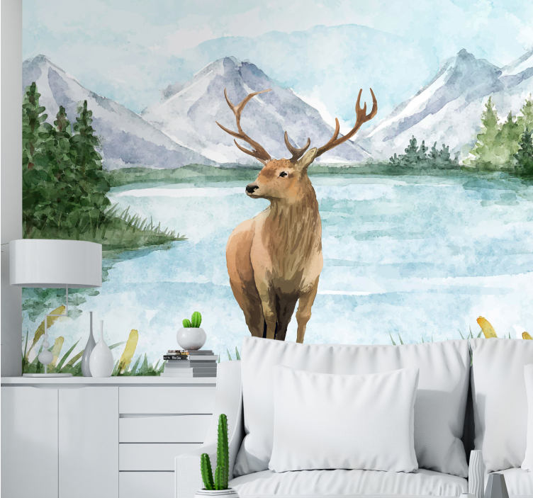 Wall mural animals majestic elk landscape - TenStickers