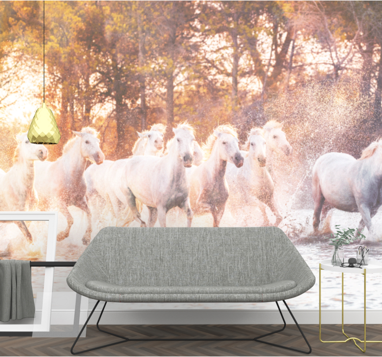 Wall mural animals majestic horses running - TenStickers