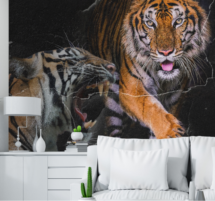 Wall mural animals majestic tiger encounter - TenStickers