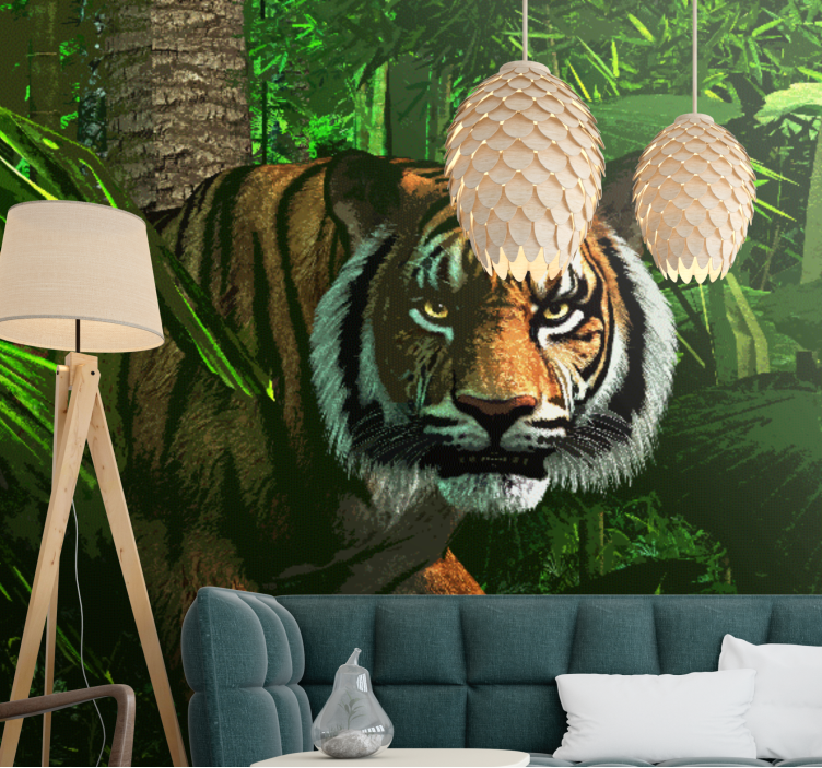 Wall mural animals majestic tiger stalking - TenStickers
