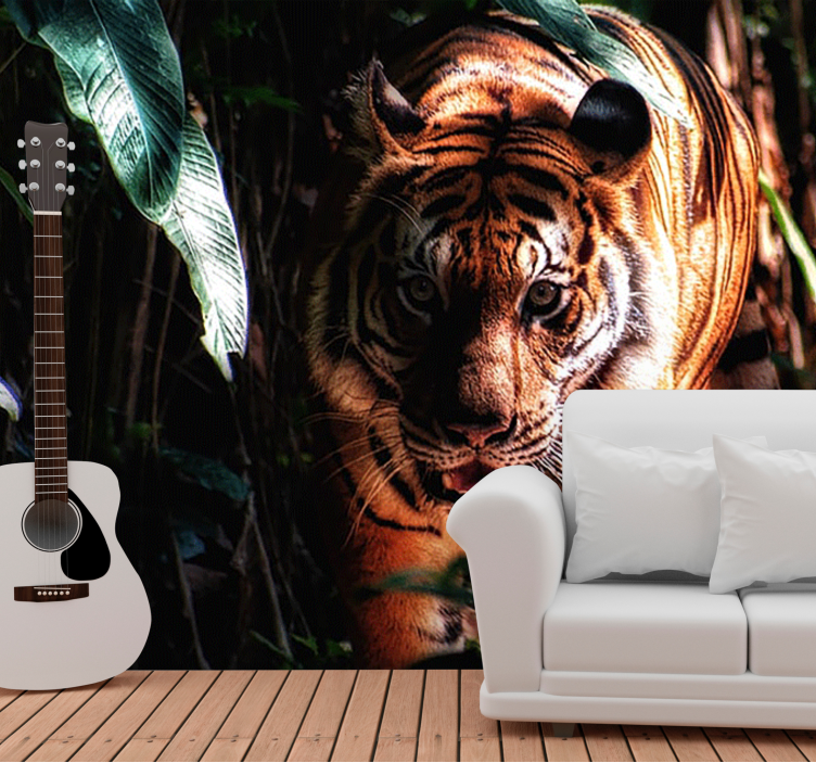 Wall mural animals majestic tiger stalks - TenStickers