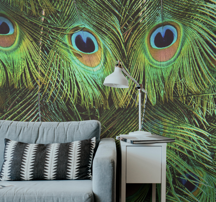 Wall mural animals peacock feather design - TenStickers